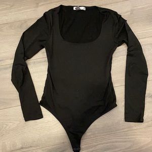 Black scoop neck bodysuit